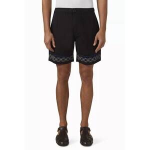 NEW WAX LONDON kurt border placement shorts in black / blue
